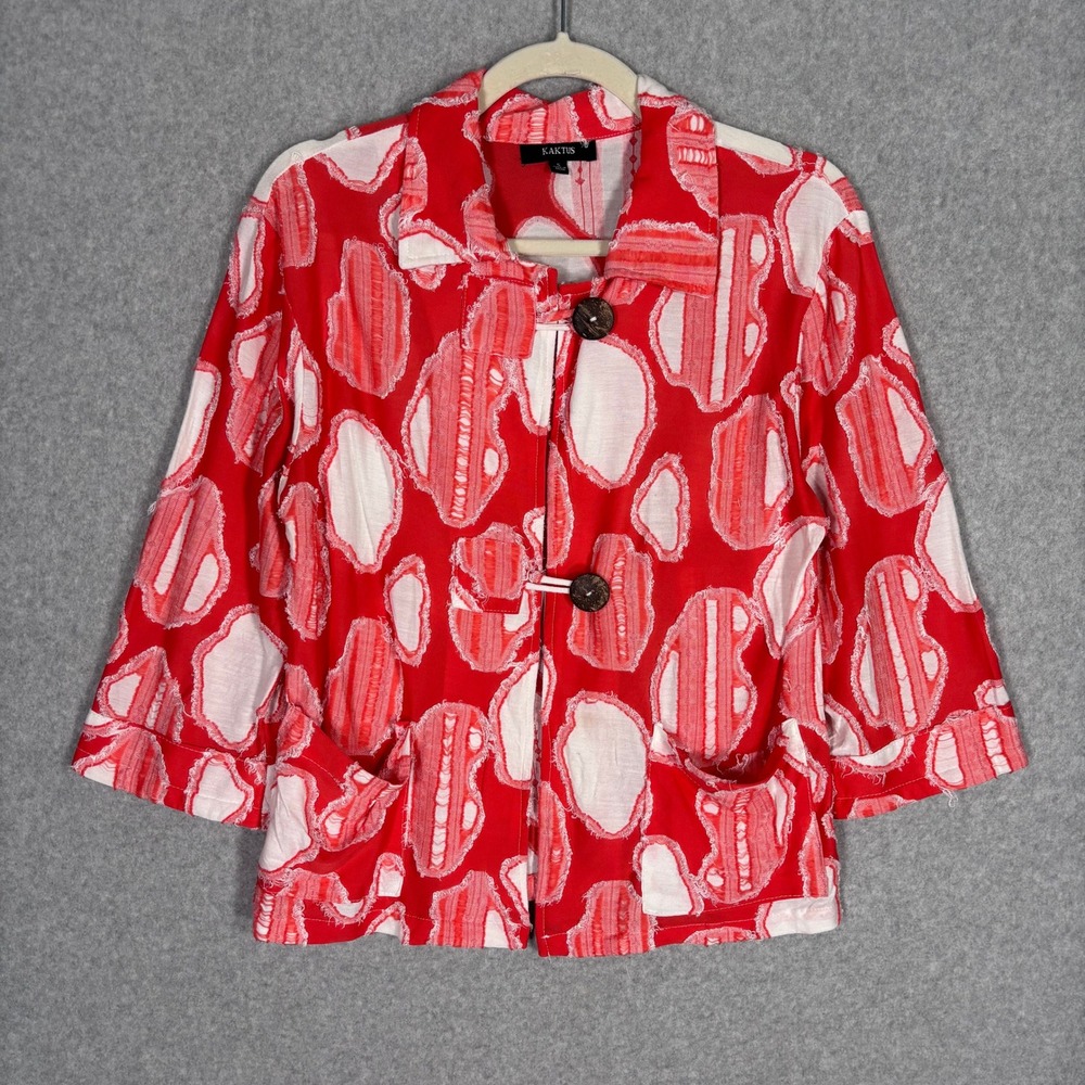 Kaktus Textured Shirt Small Pocket Abstract Artsy Whimsical Lagenlook Eclectic